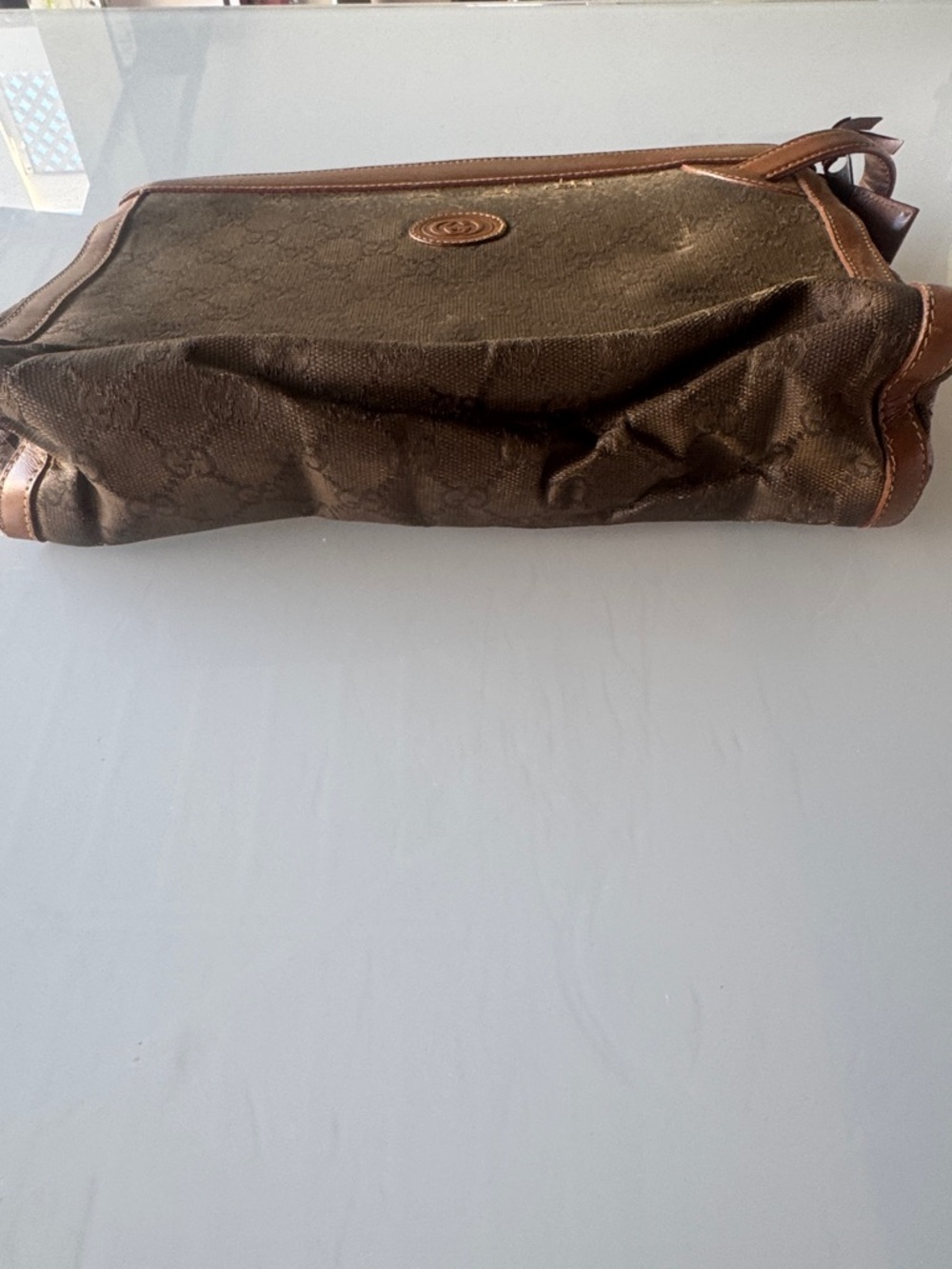 Gucci Brown Monogram Clutch with Tan Leather Trim - project bag - Picture 5 of 15